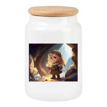 Crystal Princess in the Cave City - Cookie Jar with Wooden Lid - white - Front