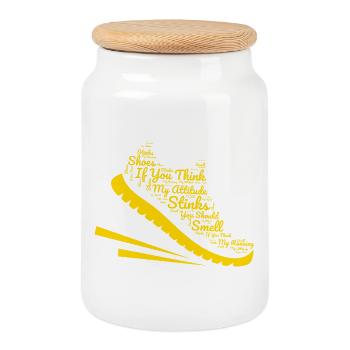 Running My Attitude Stinks Smell My Shoes Marathon - Cookie Jar with Wooden Lid - white - Front
