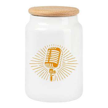 Vintage Retro Music T-Shirt - Cookie Jar with Wooden Lid - white - Front