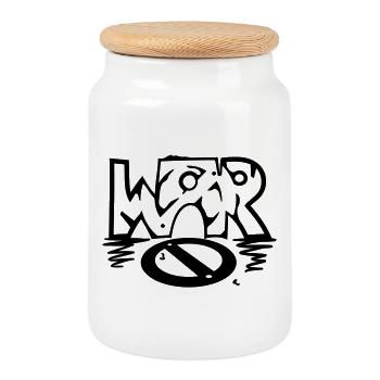 GUERRE / (Non) guerre - Boîte à biscuits avec couvercle en bois - blanc - Devant