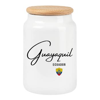 Design élégant Guayaquil, fierté équatorienne - Boîte à biscuits avec couvercle en bois - blanc - Devant