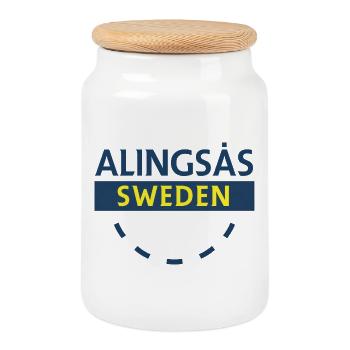 Alingsås Suède Signe - Boîte à biscuits avec couvercle en bois - blanc - Devant