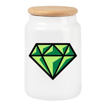 Diamond (Gemstone Brilliant Symbol / POS Gre 3C) - Cookie Jar with Wooden Lid - white - Front