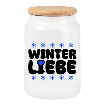 Winter Liebe Herz - Keksdose mit Holzdeckel - Weiß - Vorne