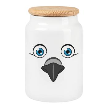 Drôle de colombe Animal Face paresseux Halloween Costume - Boîte à biscuits avec couvercle en bois - blanc - Devant
