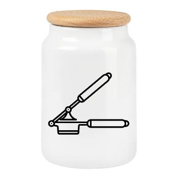Presse-ail ou presse à spaetzle - Boîte à biscuits avec couvercle en bois - blanc - Devant