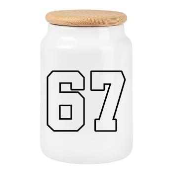 67 Design tendance minimaliste - Boîte à biscuits avec couvercle en bois - blanc - Devant