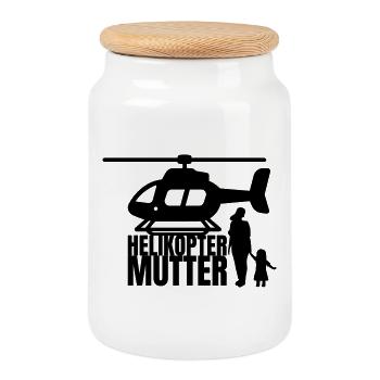 Helicopter Mom Saying Humor - Cookie Jar with Wooden Lid - white - Front