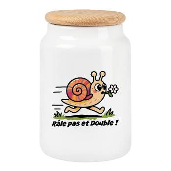 Car sticker, caravan Rail step and double - Cookie Jar with Wooden Lid - white - Front