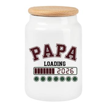 Papa 2026 Loading - Keksdose mit Holzdeckel - Weiß - Vorne