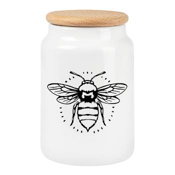 Bee Bee Beekeeper Gift - Cookie Jar with Wooden Lid - white - Front