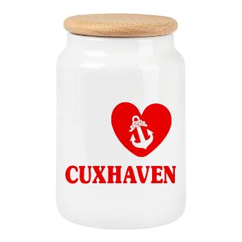North Sea Holiday I LOVE CUXHAVEN Lustig - Cookie Jar with Wooden Lid - white - Front