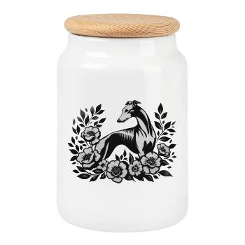Galgo Stencil Art - Boîte à biscuits avec couvercle en bois - blanc - Devant