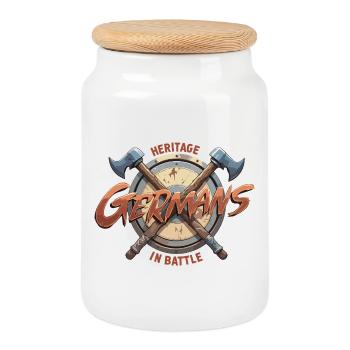 Germans Fight Shield Graphic - Cookie Jar with Wooden Lid - white - Front