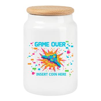 Game Over Neon Arcade Game - Cookie Jar with Wooden Lid - white - Front