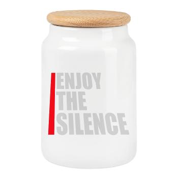 Enjoy The Silence Spruch Ruhe Stille Introvertiert - Keksdose mit Holzdeckel - Weiß - Vorne