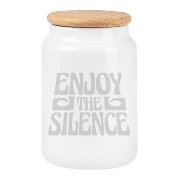 Enjoy The Silence Spruch Ruhe Stille Introvertiert - Keksdose mit Holzdeckel - Weiß - Vorne