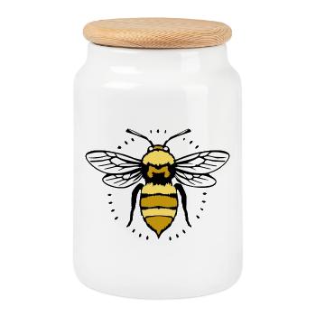 Bees T-shirt Beekeeper Gift - Cookie Jar with Wooden Lid - white - Front