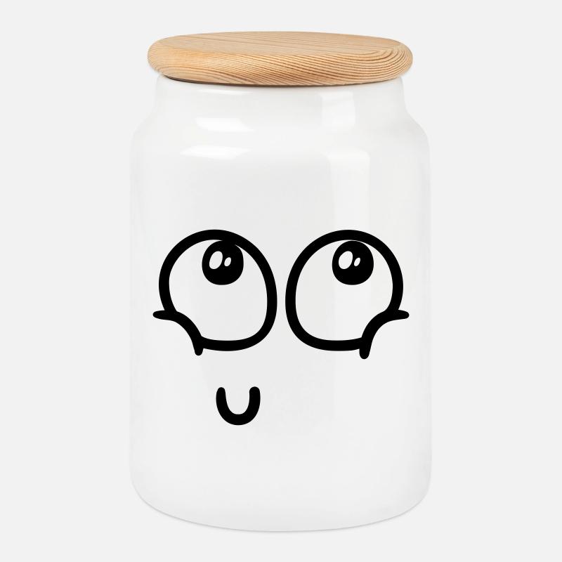 Joy overload - Cookie Jar with Wooden Lid - white
