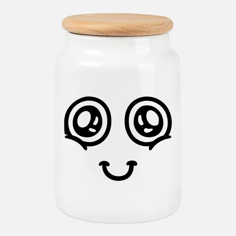 Head in the Clouds - Cookie Jar with Wooden Lid - white