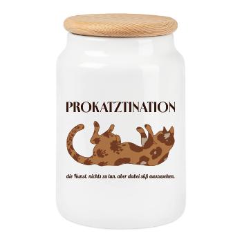 Prokatztination - die Kunst, nichts zu tun..... - Keksdose mit Holzdeckel - Weiß - Vorne