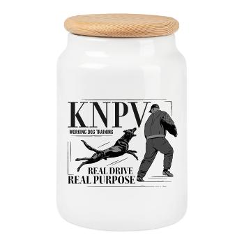 KNPV Training für Arbeitshunde - Keksdose mit Holzdeckel - Weiß - Vorne