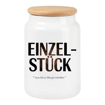Single piece may contain small flaws Humorous - Cookie Jar with Wooden Lid - white - Front