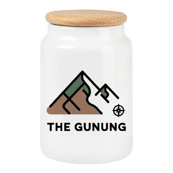 Mountain Peak Adventure - Cookie Jar with Wooden Lid - white - Front