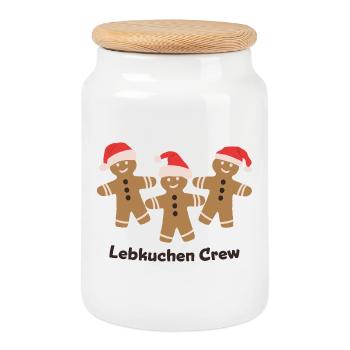 Gingerbread Crew - Pâtisserie de Noël entre amis - Boîte à biscuits avec couvercle en bois - blanc - Devant