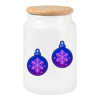 Weihnachtskugel Schneeflocke Ornament - Keksdose mit Holzdeckel - Weiß - Vorne