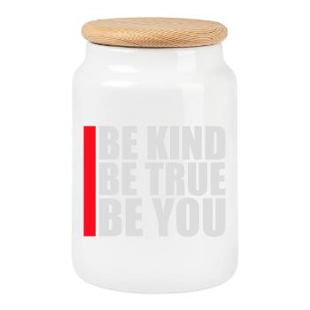 Be Kind Be True Be You Inspirational Self-Love - Cookie Jar with Wooden Lid - white - Front