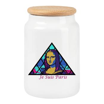 Paris im Glas, Mona Lisa (La Joconde) - Keksdose mit Holzdeckel - Weiß - Vorne