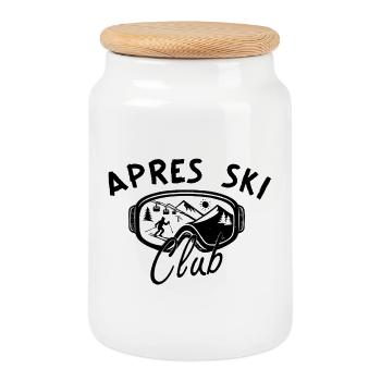 Après Ski Club – Wintersport Schibrille Party - Keksdose mit Holzdeckel - Weiß - Vorne