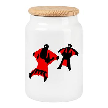 Combinaison ailée - Boîte à biscuits avec couvercle en bois - blanc - Devant