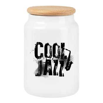 Logo de la musique jazz cool - Boîte à biscuits avec couvercle en bois - blanc - Devant