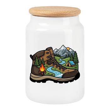 Camp Adventure Boot - Keksdose mit Holzdeckel - Weiß - Vorne