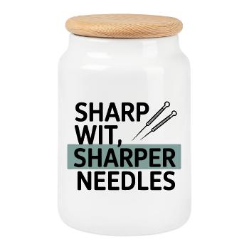 Sharp Wit Sharper Needles Acupuncturist Profession - Boîte à biscuits avec couvercle en bois - blanc - Devant