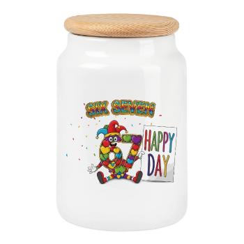 Italian 67 Meme Carnival Funny - Cookie Jar with Wooden Lid - white - Front