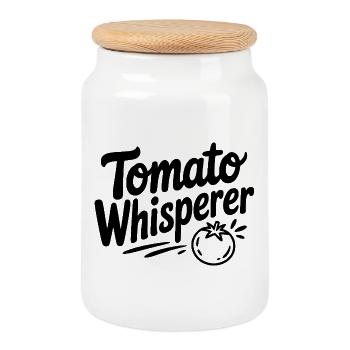 Le Chuchoteur de Tomates - Boîte à biscuits avec couvercle en bois - blanc - Devant