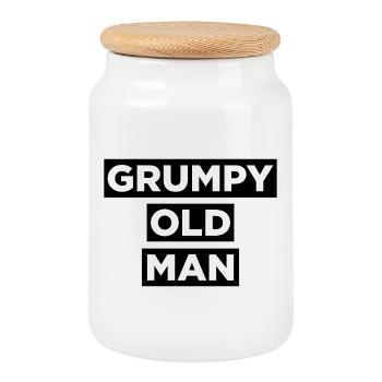 GRUMPY OLD MAN - Boîte à biscuits avec couvercle en bois - blanc - Devant