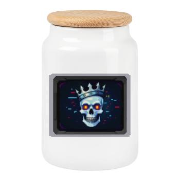 PIXEL PIRATE - geek & scifi - Boîte à biscuits avec couvercle en bois - blanc - Devant