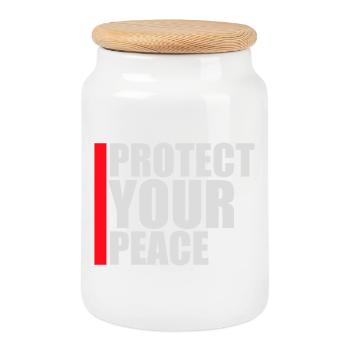 Protect Your Peace Mentale Gesundheit Achtsamkeit - Keksdose mit Holzdeckel - Weiß - Vorne