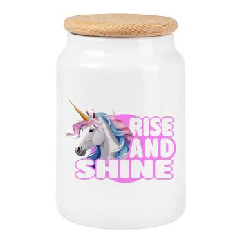 Rise and Shine - Magisches Einhorn  - Keksdose mit Holzdeckel - Weiß - Vorne