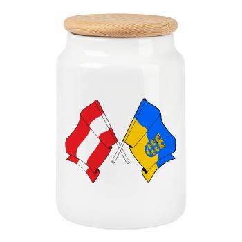 Autriche et Basse-Autriche Drapeaux croisés - Boîte à biscuits avec couvercle en bois - blanc - Devant