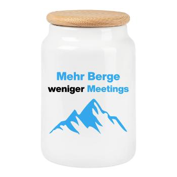 More mountains, fewer meetings, holidays, office - Cookie Jar with Wooden Lid - white - Front