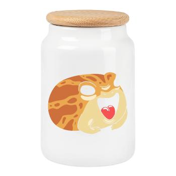 Frog - Cookie Jar with Wooden Lid - white - Front