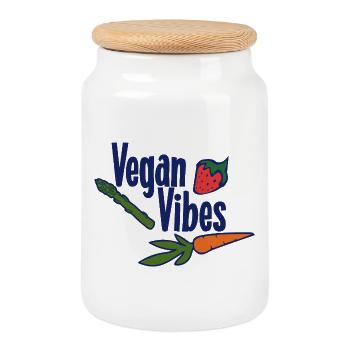Vegan Vibes Veggie Trio - Keksdose mit Holzdeckel - Weiß - Vorne