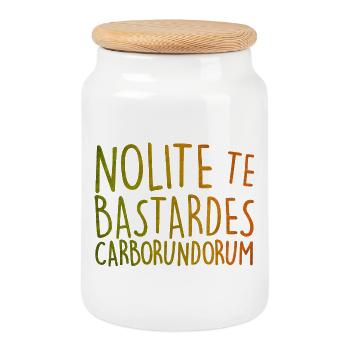 Nolite Te Bastardes Carborundorum - Keksdose mit Holzdeckel - Weiß - Vorne