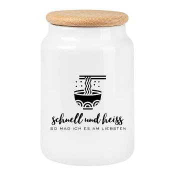 Ramen time - Cookie Jar with Wooden Lid - white - Front