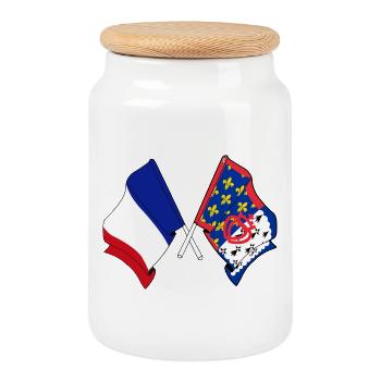 Pays de la Loire + drapeau français croisé - Boîte à biscuits avec couvercle en bois - blanc - Devant